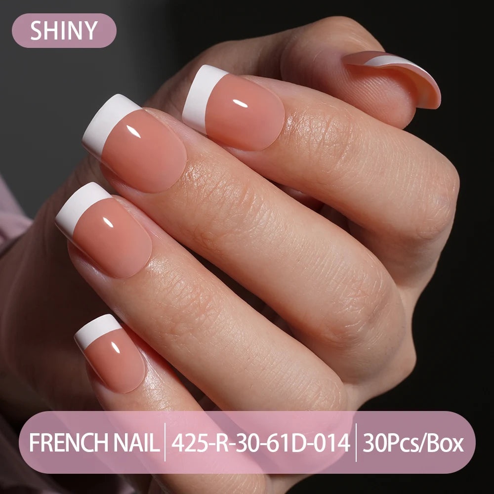 30pcs/box French Gel Nails Press on Nails