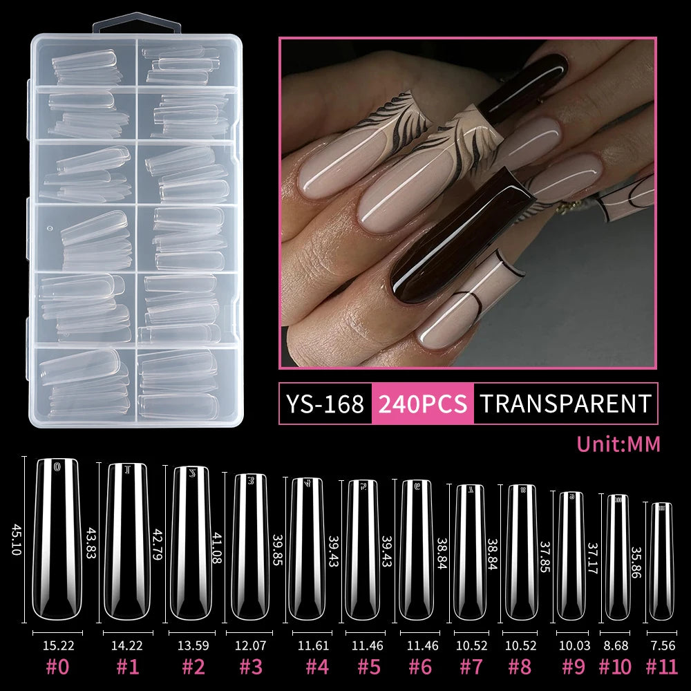 Wholesale Full Half Cover Long Stiletto Square Coffin Nails Tips Soft Gel Nail Extension Tips Nail Tips Non C Curve