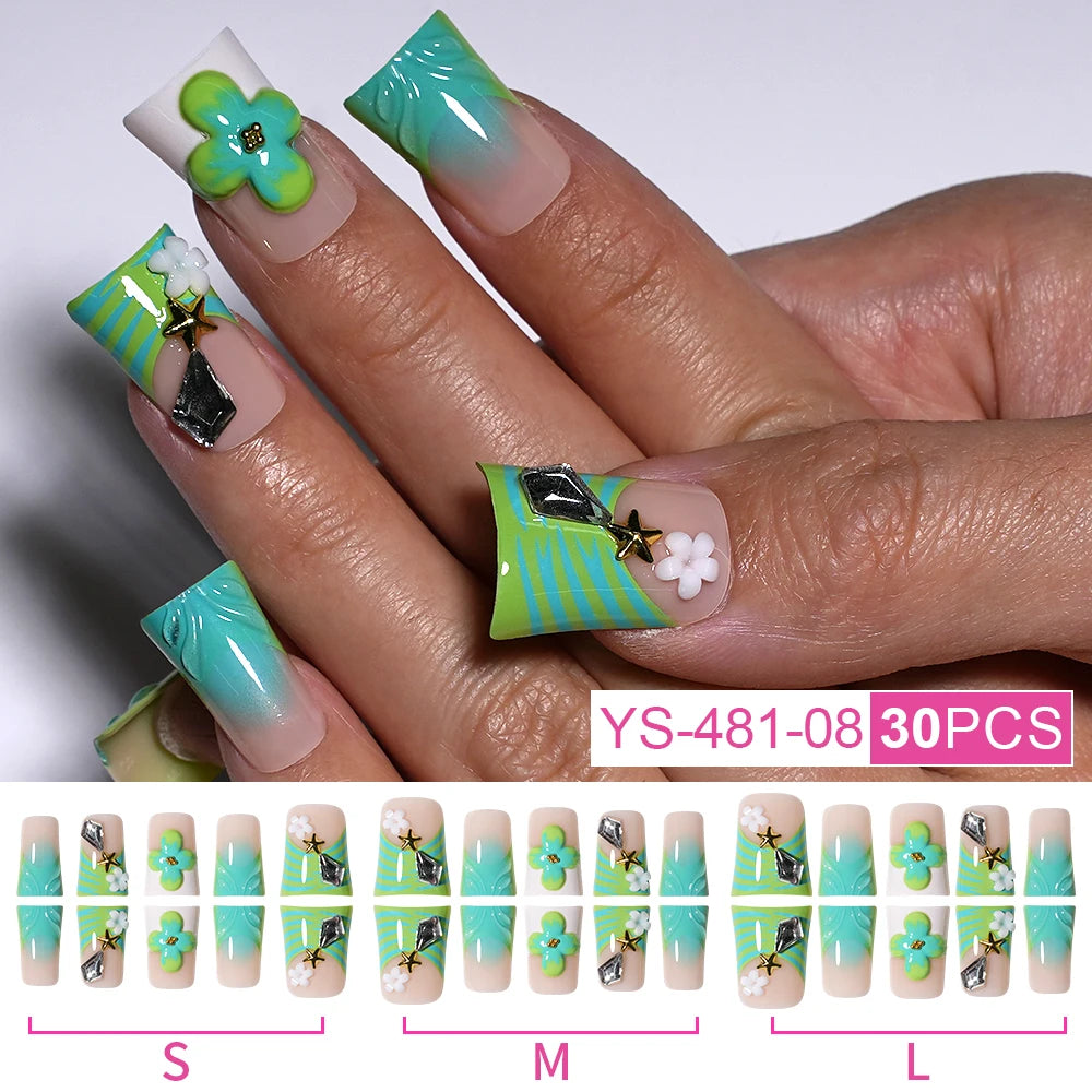 New Nail Supplier 30PCS Duck Feet Shape Nails 3D Luxury Finger Artificial French Design Acrylic Duck Press on Nails