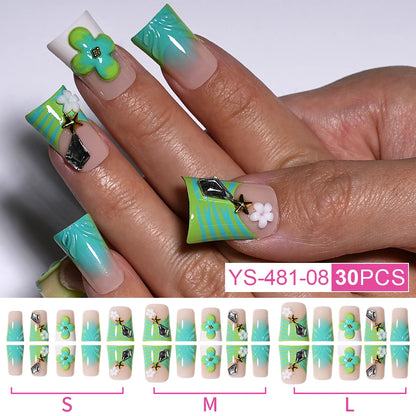 New Nail Supplier 30PCS Duck Feet Shape Nails 3D Luxury Finger Artificial French Design Acrylic Duck Press on Nails