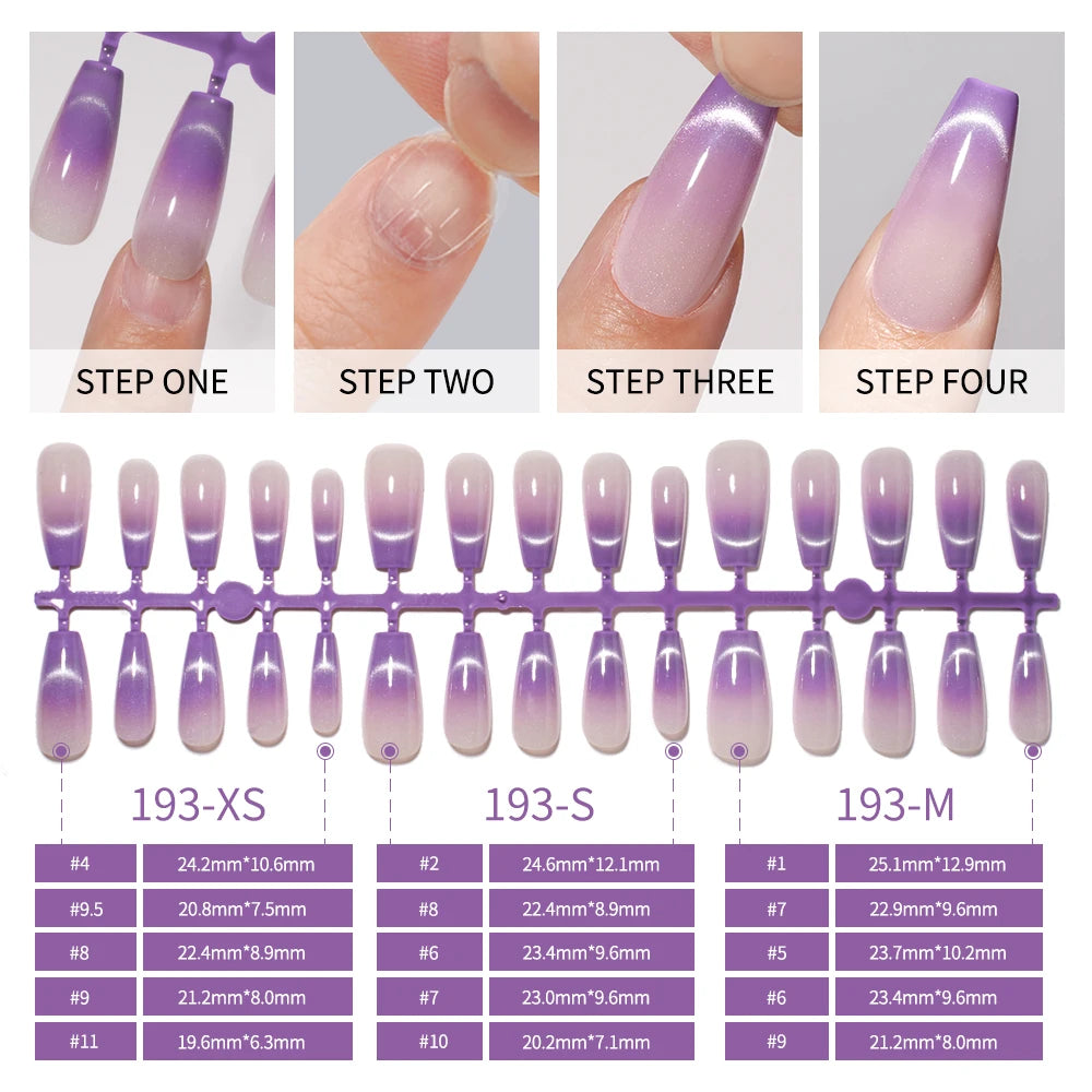 Wholesale New 30Pcs Glitter Luxury Handmade Crescent Cat Eye Nail Tips French Soft Gel Nail Art Kits False Press on Nails Set