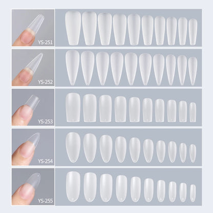 Wholesale Hot Sale Nail Salon 240 Pieces Non-Trace Nail Tip Transparent Matte Fingernail Soft Gel X Full Cover Nail Tips