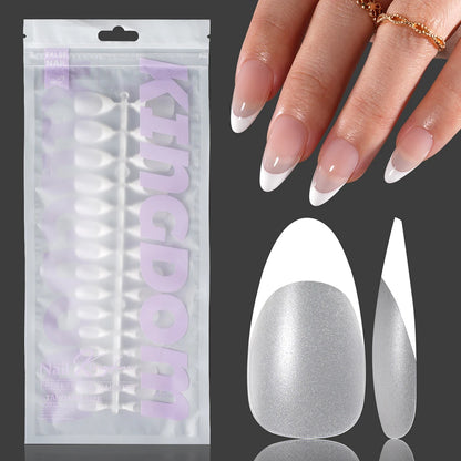 Nail Manufacturer OEM 120pcs French Design Full Matte French Medium Short Ballerina Almond Oval Coffin French Tip Press on Nails