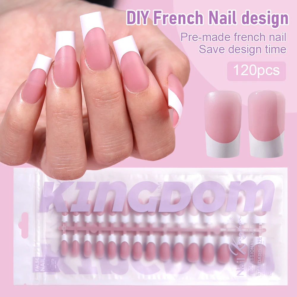 150pcs Wholesale Press on Gel Nails French White Black Tips Private Label Almond Square Coffin French Press on Nails Strip