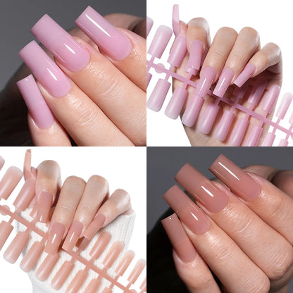 Wholesale OEM 120pcs Frosted Nude Simple Soft Gel Press on Nails 15 Size Medium Square Handmade Solid Color Matte Press on Nails