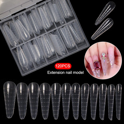 Wholesale 120pcs Russian Almond Dual Forms 26 Styles Quick Building Nail Model Extension Oval Stiletto Coffin Plastic Nail Forms