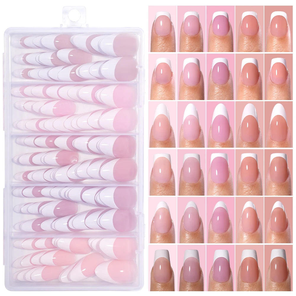 Wholesale Private Label 150Pcs Nude Pink French Stick on Nails Press on Short Square Almond French Press on Nails