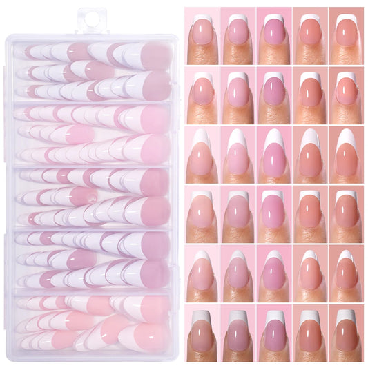 Wholesale Private Label 150Pcs Nude Pink French Stick on Nails Press on Short Square Almond French Press on Nails