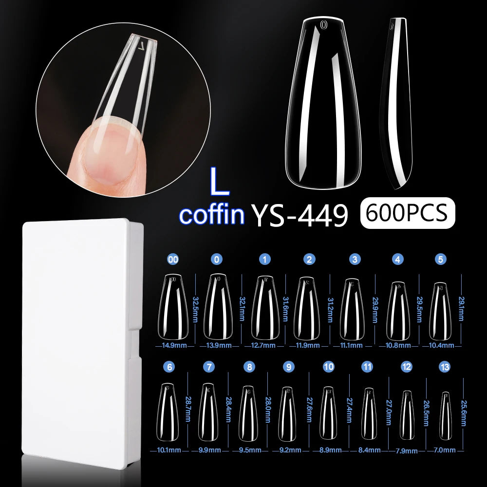 New Soft Gel X 600 Pcs 15sizes Nails No C Curve Full Cover Acrylic Nail Tips  Wholesale Almond Square Coffin Suppliers Nail Tips