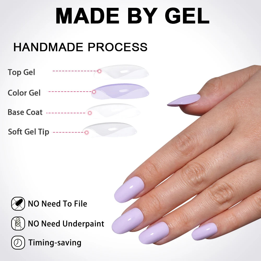 Private Label 30/32pcs Short Round False Nails Art Salon Wholesale Colorful Simple Handmade Solid Color Press on Nails for Women