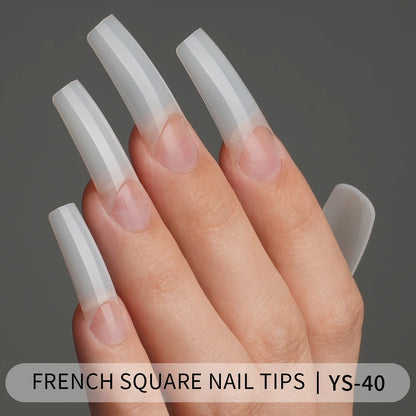 Tapered Square Nail Tips 500pcs/box XXXL French Ultra Thin Half Cover No C Curve Straight Soft Gel French Square Nail Tips