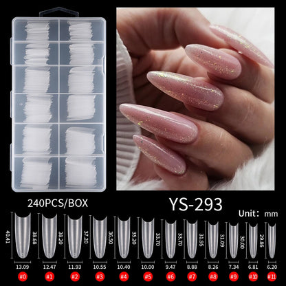 Wholesale ODM OEM Long Stiletto False Nails 240pcs 12sizes Traceless Half Cover Clear Long Stiletto Square Round Matte Nail Tips