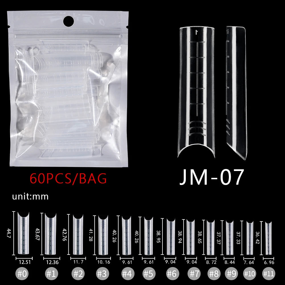 Wholesale Factory 60pcs Plastic Nail Art Mould Tips Clear Quick Building Extension Tool Stiletto Almond Square Nail Forms