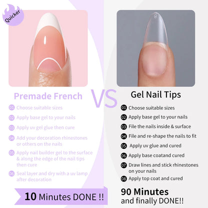 Wholesale OEM 120pcs French Reusable False Nails Ballet Designer Glitter Silver Handmade French Soft Gel Press on Nails Set