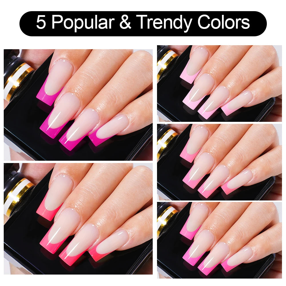Nail Supplier 150PCS Pink French Tip Wearable Nail Long Short Square Almond Full Cover Pink Solid Color French Press on Nail