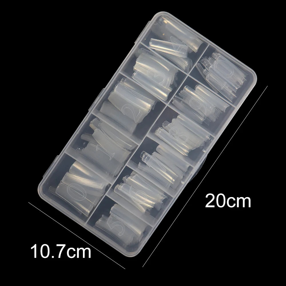 Acrylic French Half Cover 550Pcs/Box Nail Tips Long Square Nail Tips Clear Nature Color Nail Supplies