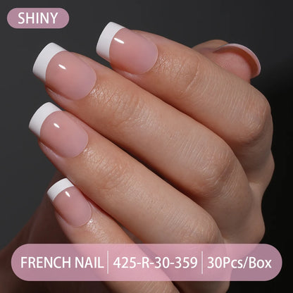30pcs/box French Gel Nails Press on Nails
