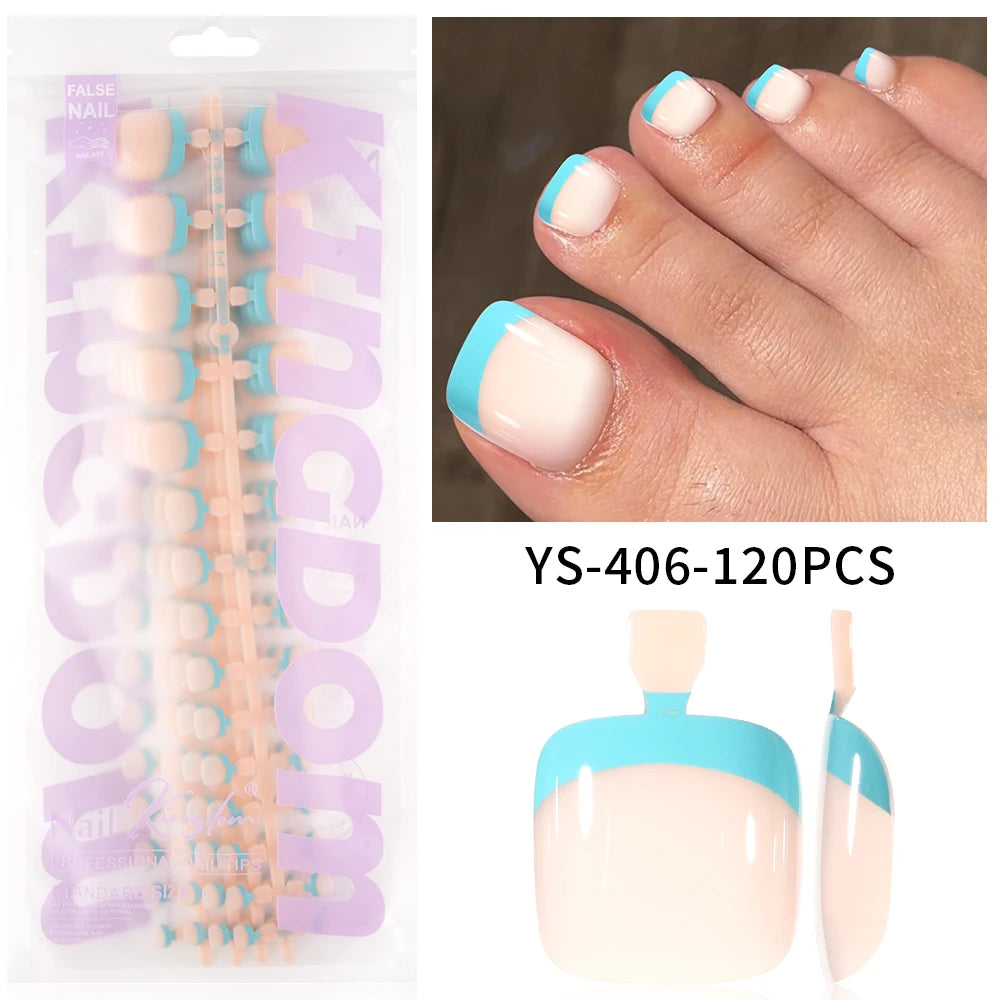 Wholesale 120/150PCS Mixed Color French Square Designs Certain Colorful French Press on Toe Nails Tip for Feet Nail Art Salon