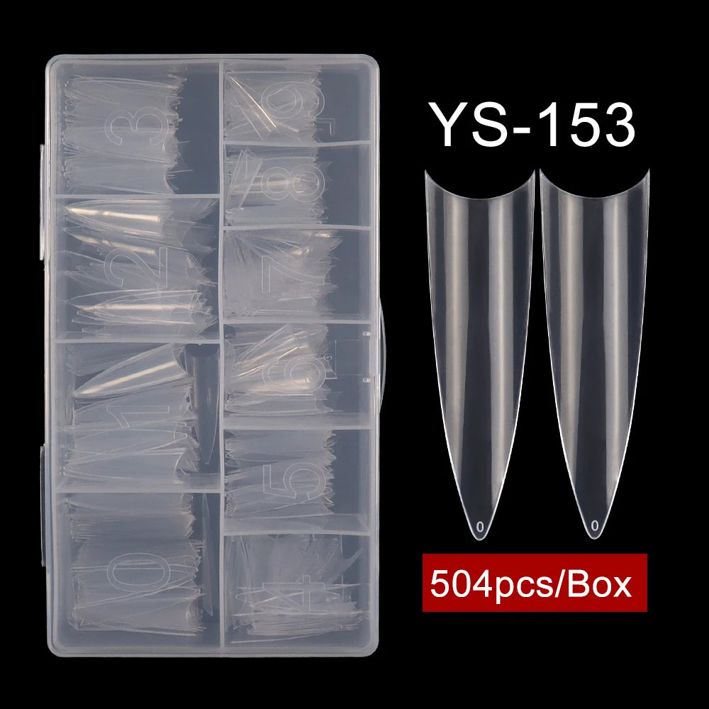 Factory OEM Wholesale 504pcs/box False Artificial Fingernails New French Long Stiletto Nail Tips