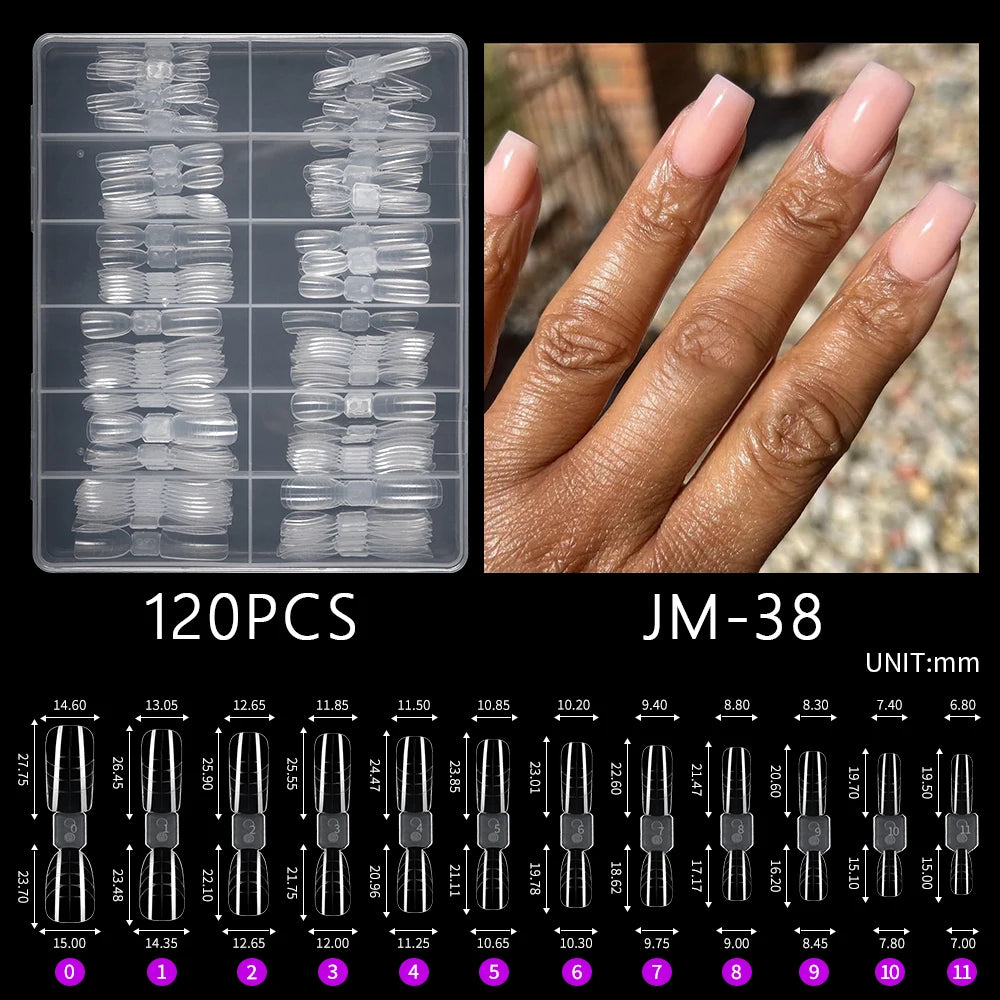 New Wholesale Private Label Quick Building Nail Molds 120Pcs Acrylic Extension Clear French Square Oval Plastic Nail Form
