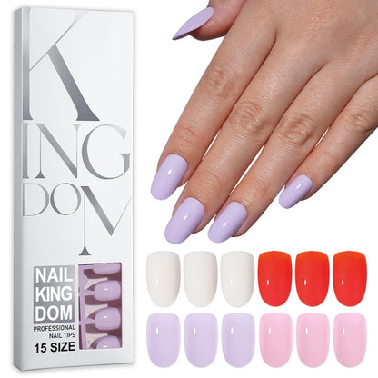 Factory Wholesale 120pcs Purple Pink White Red French Short Nails Reusable Solid Color Press on Nails for Women False Nails