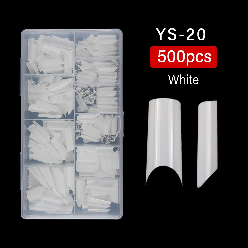 High Quality Nail Art Salon Practice Half Cover Square False Nails Tips French Acrylic False Nail Tips 500pcs Bag