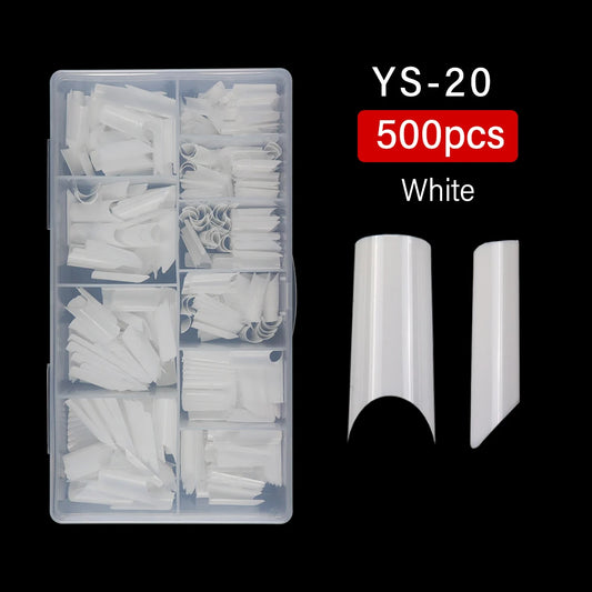 High Quality Nail Art Salon Practice Half Cover Square False Nails Tips French Acrylic False Nail Tips 500pcs Bag