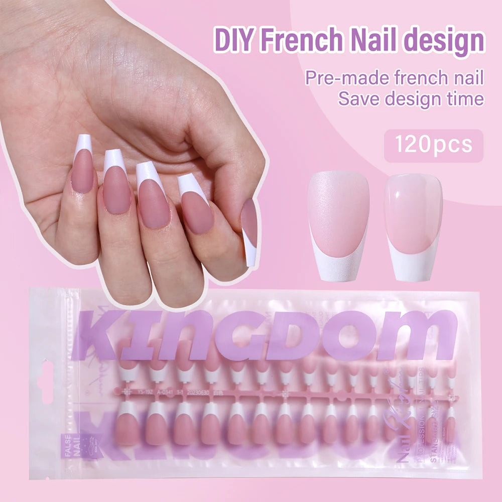 150pcs Wholesale Press on Gel Nails French White Black Tips Private Label Almond Square Coffin French Press on Nails Strip