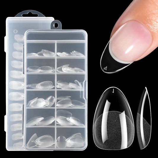 240/120Pcs Traceless False Nails Short Almond Artificial Half Matte Frosted Acrylic Almond Nail Tips for Nails Supplies Salon