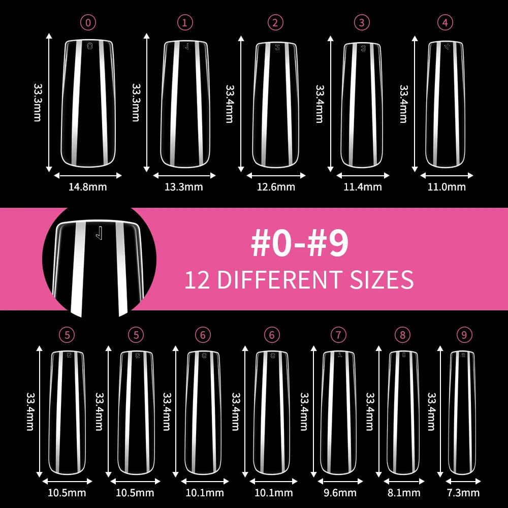 Hot Sale 360Pcs Long Square Nail Tips Artificial Fingernails Clear Wholesale French Style Nail Tips Soft Gel Acrylic Nail Tips