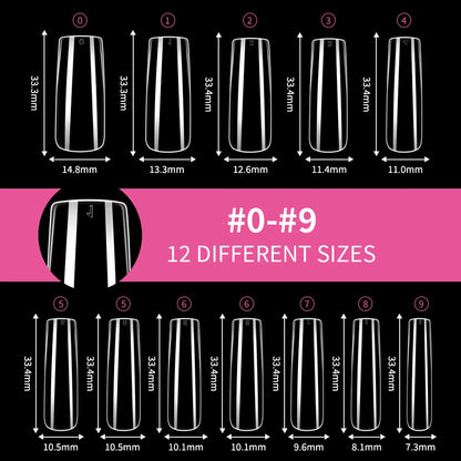 Hot Sale 360Pcs Long Square Nail Tips Artificial Fingernails Clear Wholesale French Style Nail Tips Soft Gel Acrylic Nail Tips