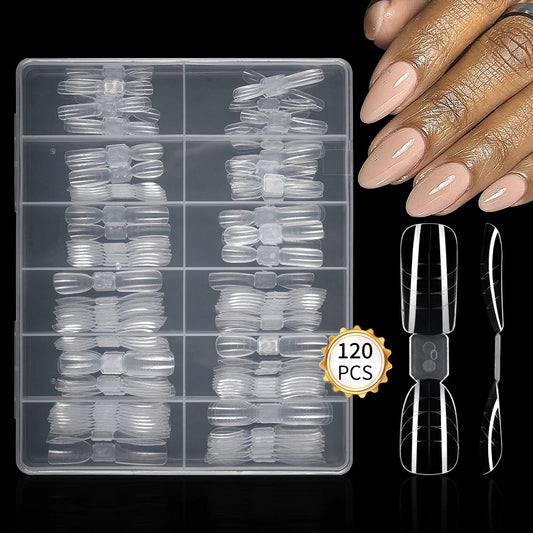 New Wholesale Private Label Quick Building Nail Molds 120Pcs Acrylic Extension Clear French Square Oval Plastic Nail Form