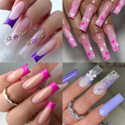 Factory Wholesale 504pcs/Box False Nail Tips Nature Clear Half Cover French Square Nail Tips With Scales for Nail Art Salon