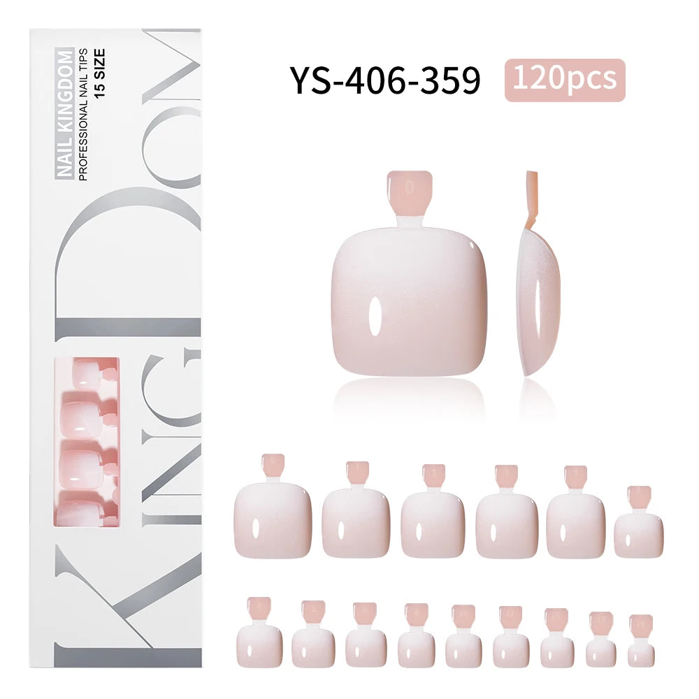 Custom 120pcs Nude Pink Press on Foot Nail Tips Toenails Short Square French Ombre Press on Toe Nails for Salon Pedicure Tools