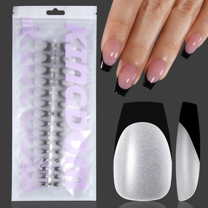 Nail Manufacturer OEM 120pcs French Design Full Matte French Medium Short Ballerina Almond Oval Coffin French Tip Press on Nails
