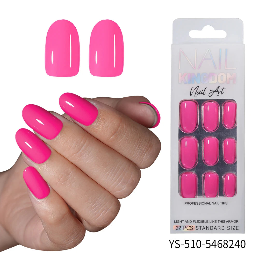 Private Label 30/32pcs Short Round False Nails Art Salon Wholesale Colorful Simple Handmade Solid Color Press on Nails for Women