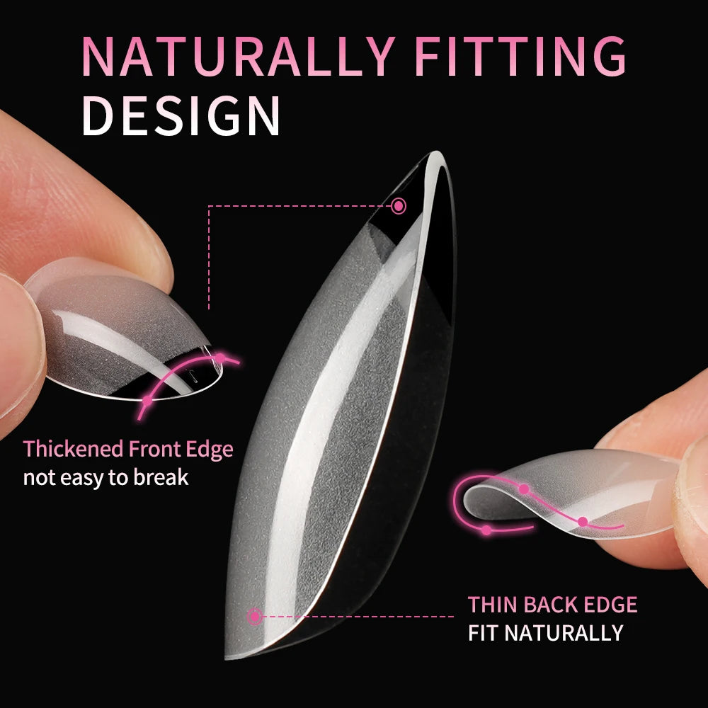 Wholesale 120/240/600Pcs Full Cover Frosted Almond False Nail Tips Supplies Clear Traceless Matte Extra Short Almond Nail Tips