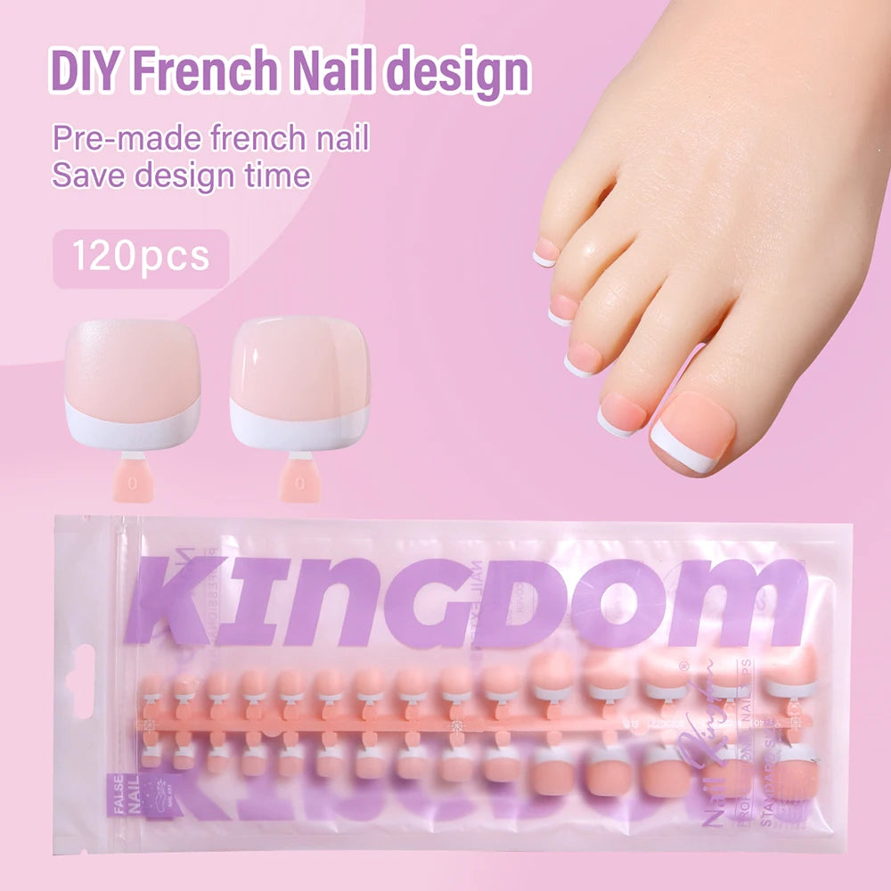 150pcs Wholesale Press on Gel Nails French White Black Tips Private Label Almond Square Coffin French Press on Nails Strip