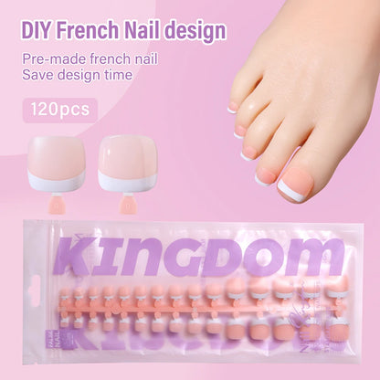150pcs Wholesale Press on Gel Nails French White Black Tips Private Label Almond Square Coffin French Press on Nails Strip