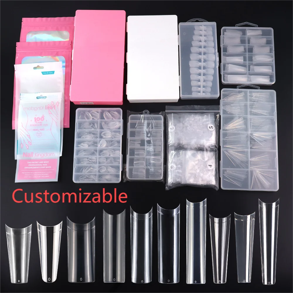 Tapered Square Nail Tips 500pcs/box XXXL French Ultra Thin Half Cover No C Curve Straight Soft Gel French Square Nail Tips