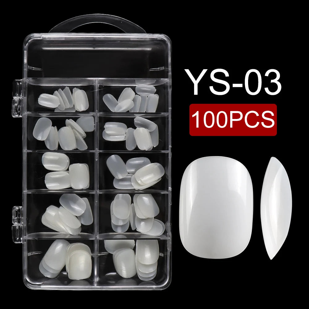 Wholesale Children's Nails Acrylic Full Cover 100 Pcs/Box Flat Square False Fingernails Clear Soft Gel Kids Nail Tips