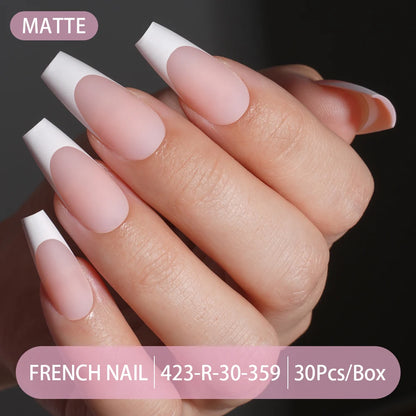 30pcs/box French Gel Nails Press on Nails