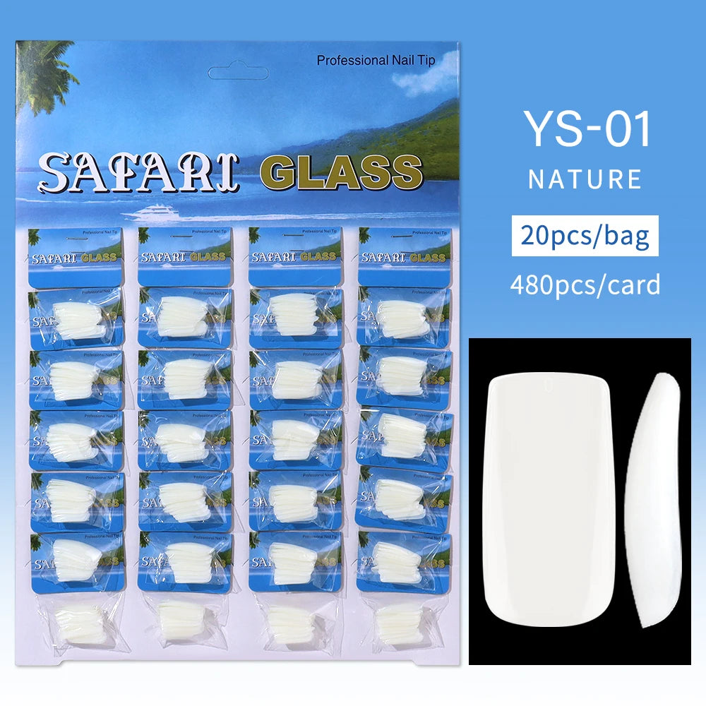 Nail Kingdom 480pcs 24Bags/Set Nail Tips Solid Color Clear Coffin/Square/Almond  Full Cover Nail Tips False Nail Wholesale