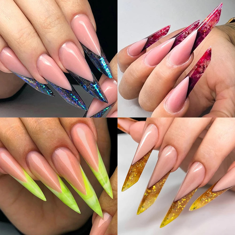 120pcs Wholesale Quick Building Nail Mold Tips Stiletto French Traceless Pink Extension Duckbill Pyramid Dual Nail Forms