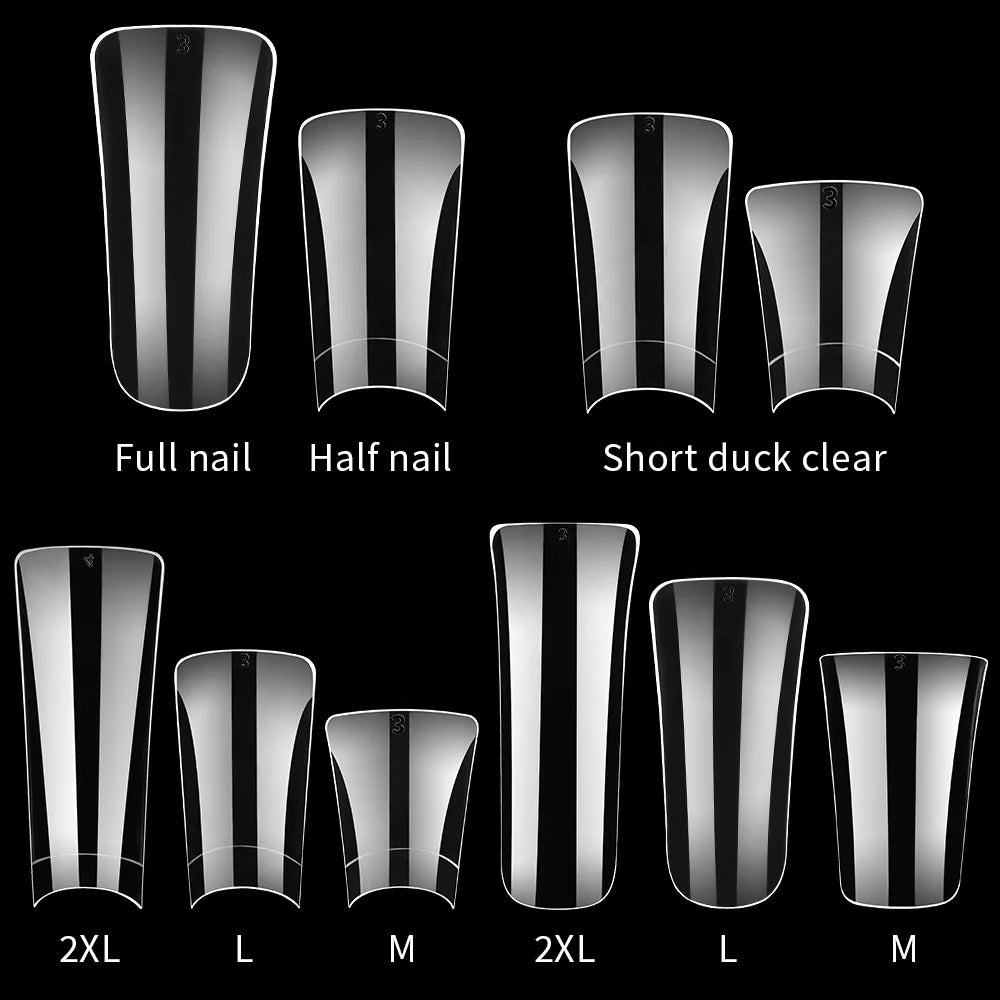 500Pcs/Box Private Label Wholesale Shaped Wide Duck Feet False Fingernails Acrylic Gel Nail Tips Extension Duck Nail Tips