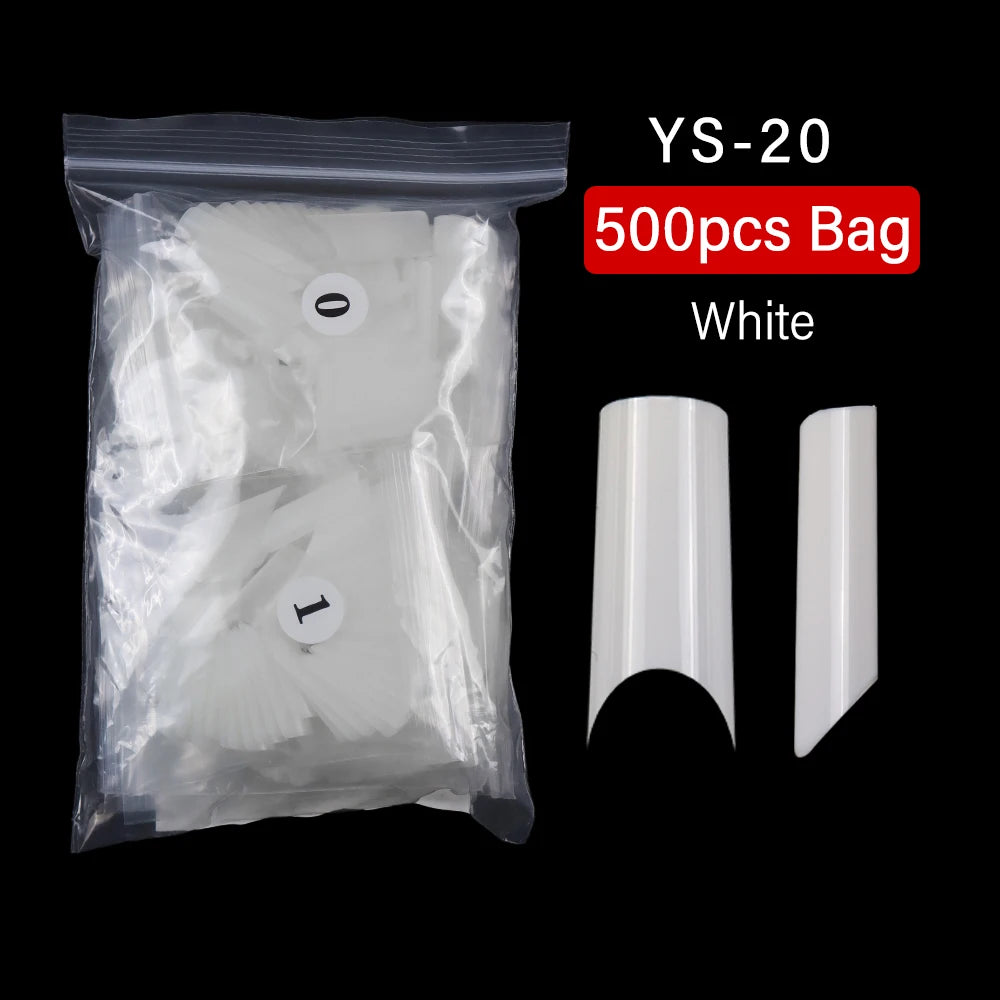 High Quality Nail Art Salon Practice Half Cover Square False Nails Tips French Acrylic False Nail Tips 500pcs Bag