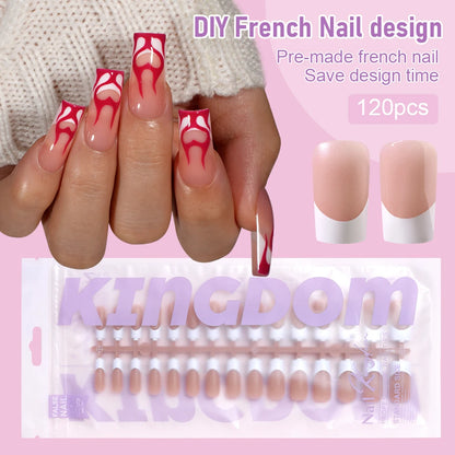 150pcs Wholesale Press on Gel Nails French White Black Tips Private Label Almond Square Coffin French Press on Nails Strip