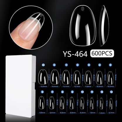 New Soft Gel X 600 Pcs 15sizes Nails No C Curve Full Cover Acrylic Nail Tips  Wholesale Almond Square Coffin Suppliers Nail Tips