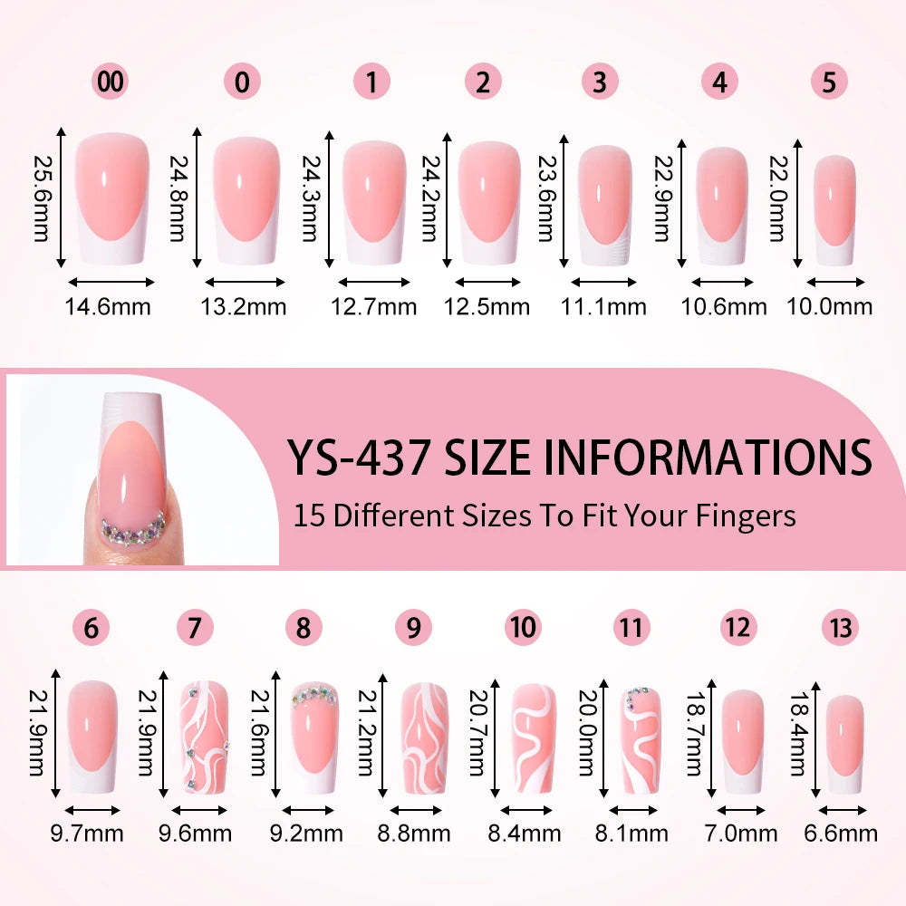 Wholesale 30Pcs Handmade Diamond French Press on Nails Art Tips Designed Rhinestones Medium Square Gel for Fingers