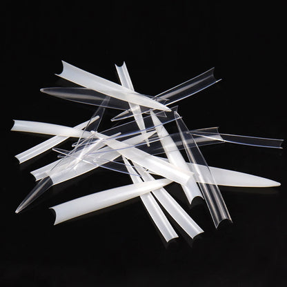 120 Pcs/box Extra Long Clear Natural Artificial Fingernails Acrylic False Nail Tips C Curve Pointed Stiletto Nail Art Tips